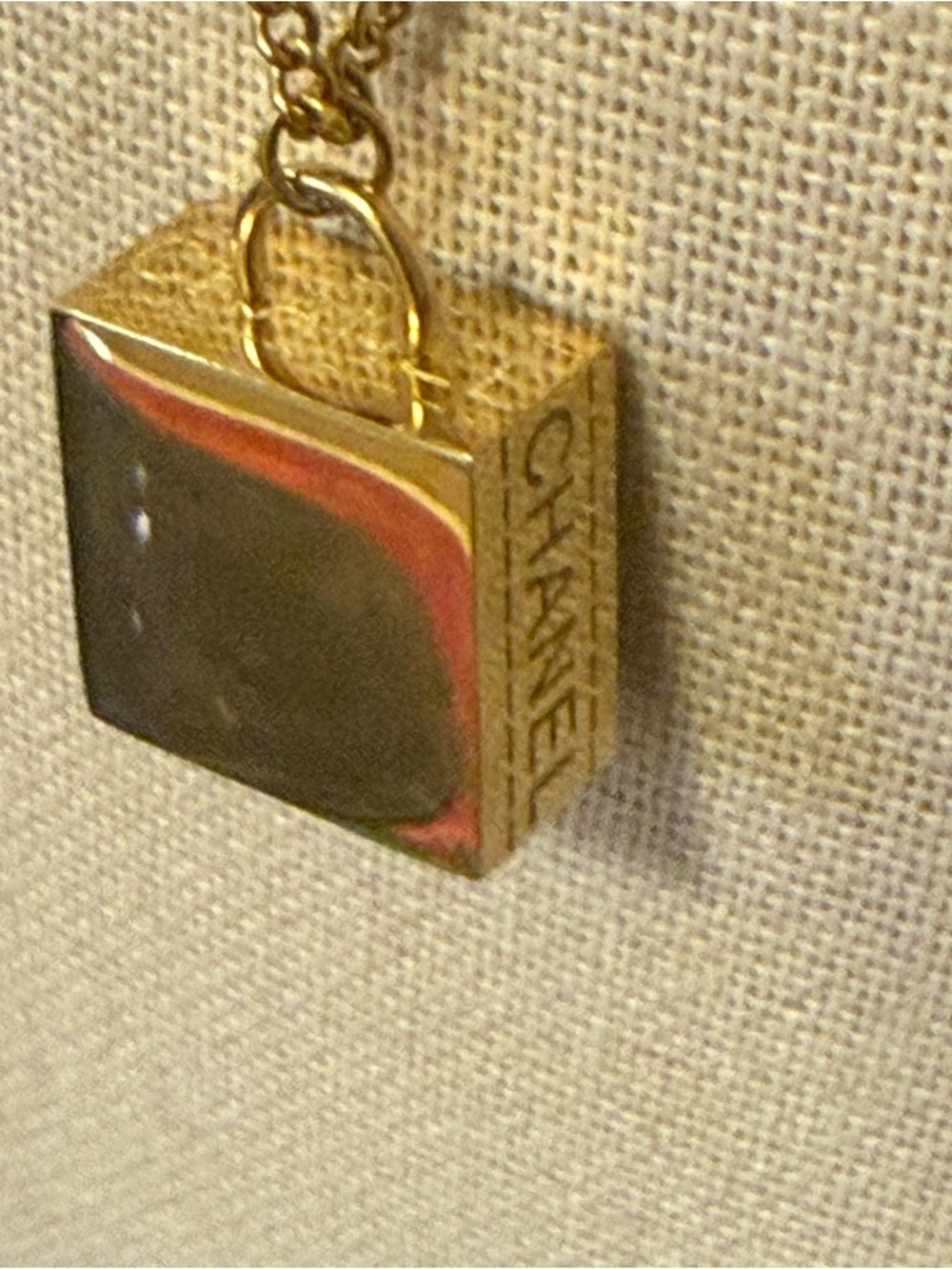 CHANEL Gold and Black Chunky Square CC Pendant on 17”Chain with 1.5” extender - Picture 5 of 13
